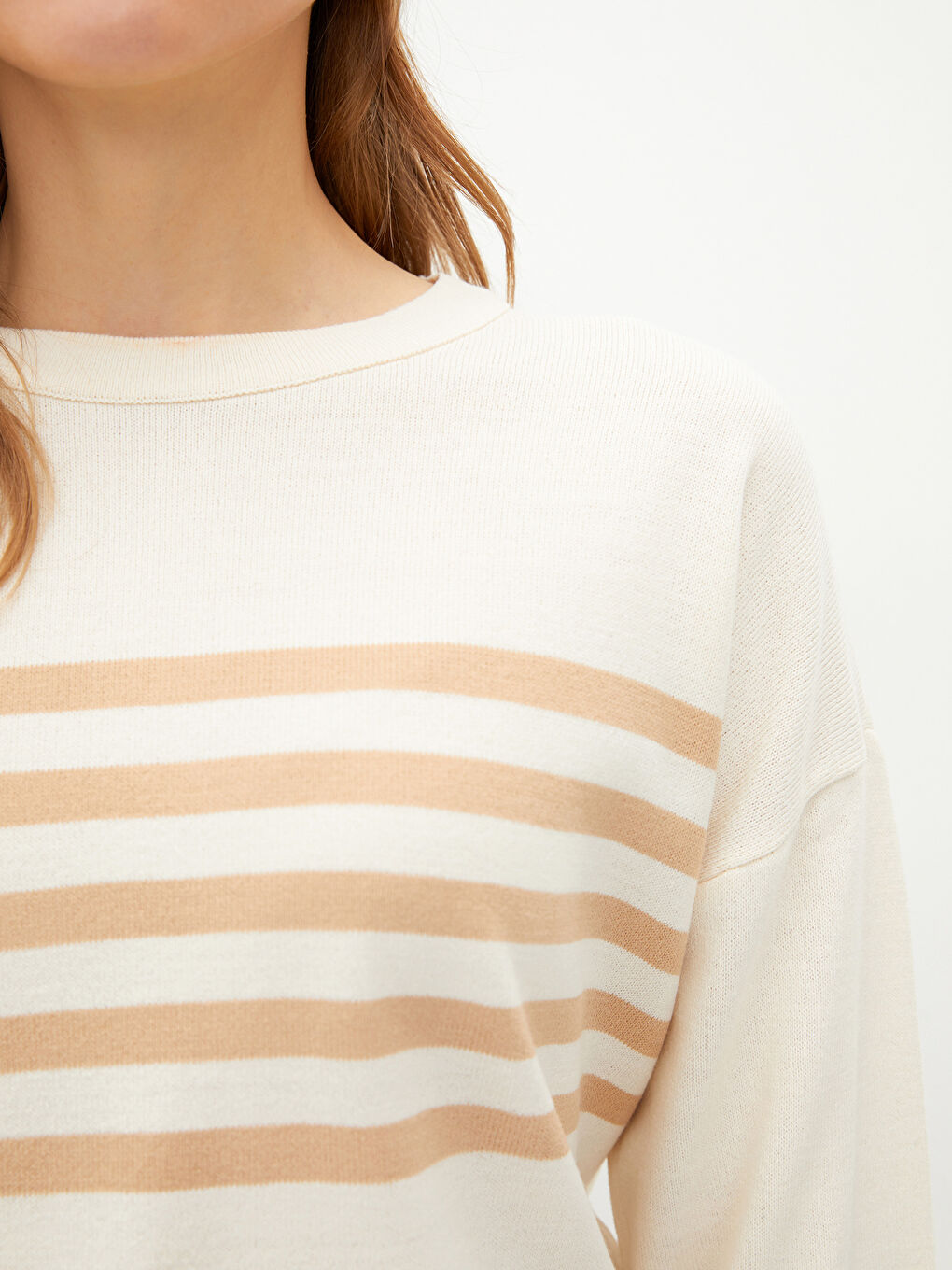 LCWAIKIKI Basic Crew Neck Striped Long Sleeve Women's Knitwear Sweater -S2BI58Z8-R9J