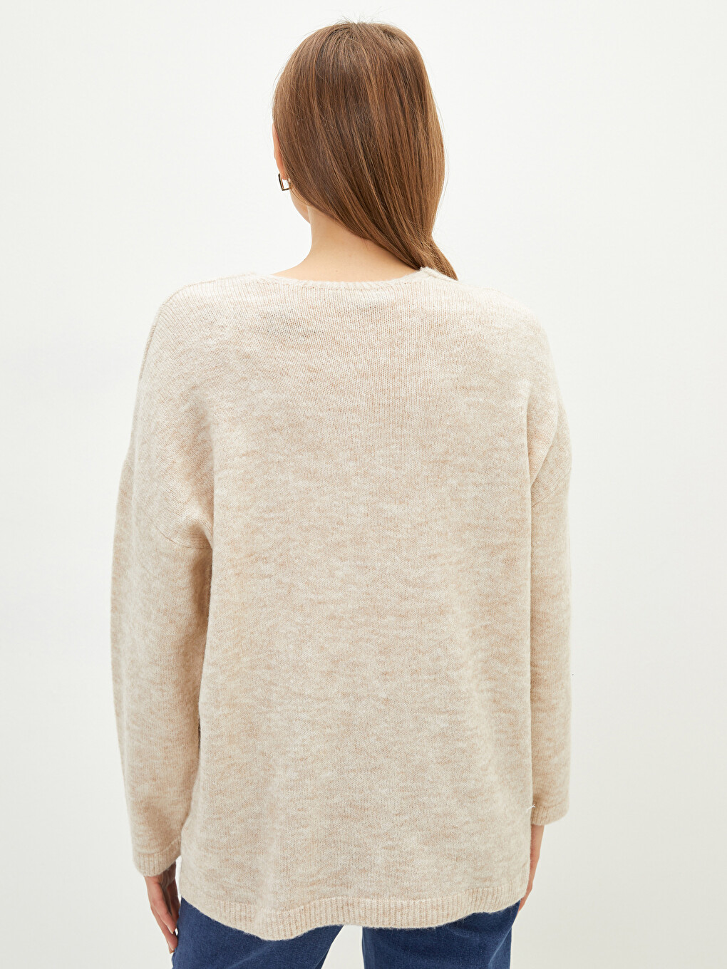 V Neck Oversize Women's Knitwear Sweater-4