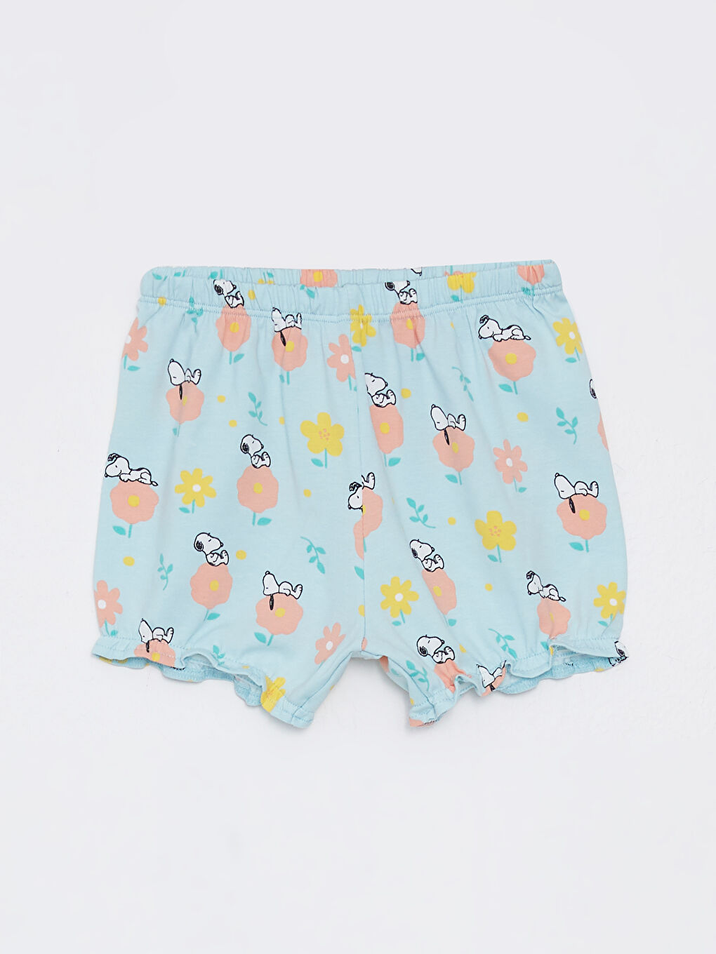 Body à Pressions en Coton Imprimé Snoopy à Manches Courtes et Col Rond avec Short et Bandeau Lot de 3 Pièces pour Bébé Fille-3