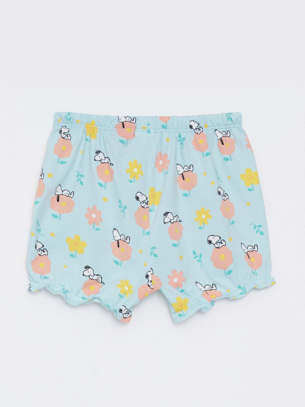 Body à Pressions en Coton Imprimé Snoopy à Manches Courtes et Col Rond avec Short et Bandeau Lot de 3 Pièces pour Bébé Fille-4