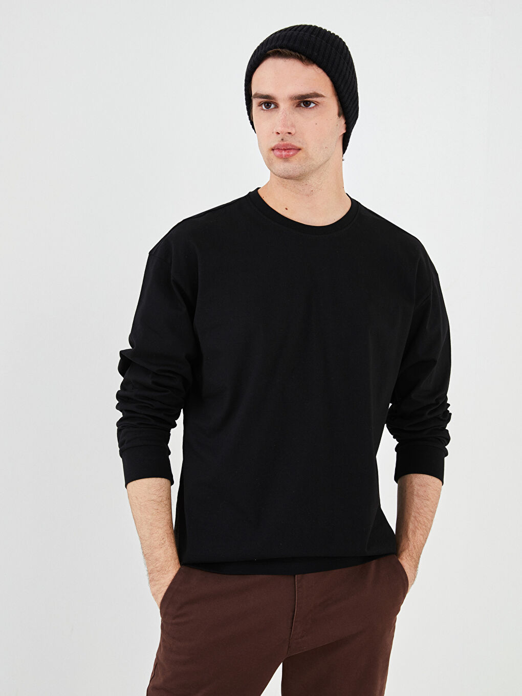 Oversize Crew Neck Long Sleeve Men's Sweatshirt-2