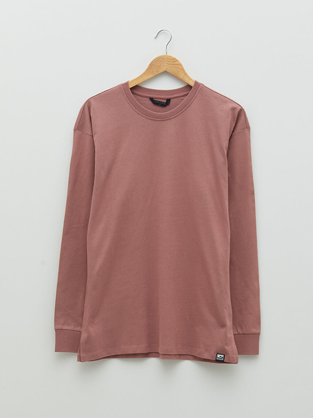 Pembe Bisiklet Yaka Uzun Kollu Erkek Sweatshirt-5