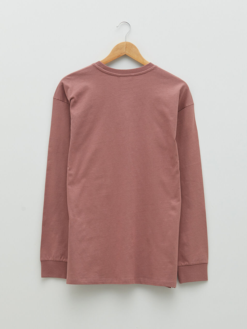 Pembe Bisiklet Yaka Uzun Kollu Erkek Sweatshirt-6