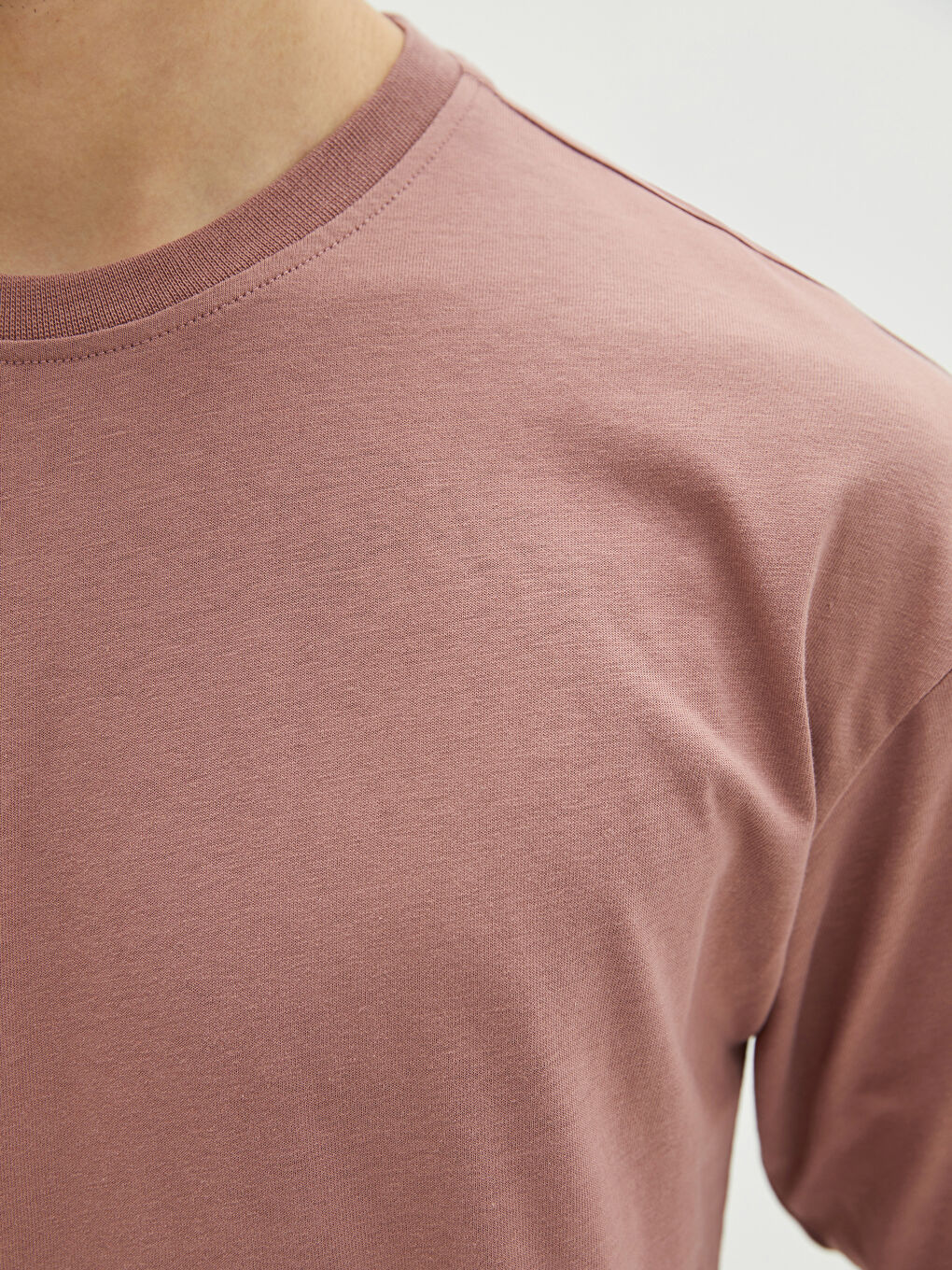 Pembe Bisiklet Yaka Uzun Kollu Erkek Sweatshirt-3