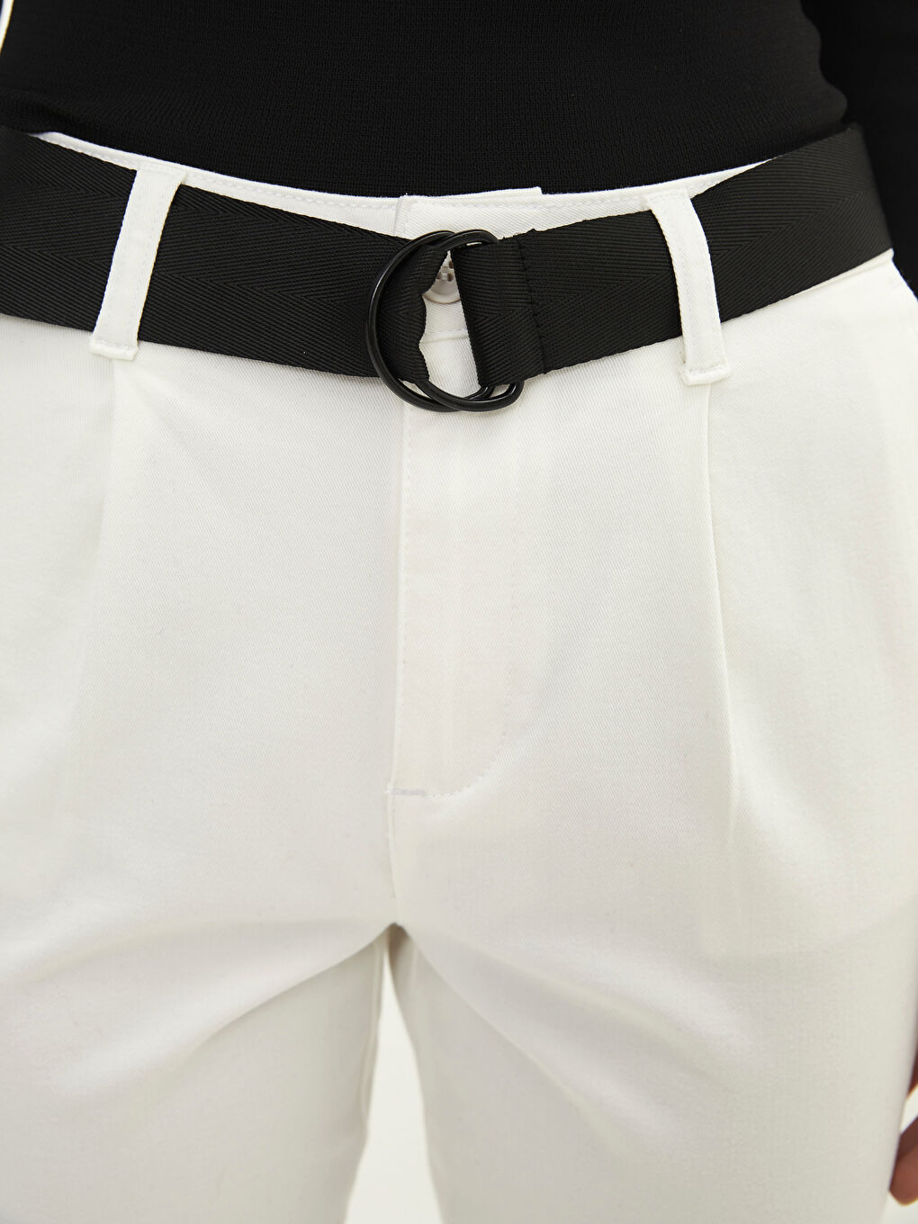 Ekru Rahat Kalıp Düz Cep Detaylı Gabardin Kadın Pantolon-3