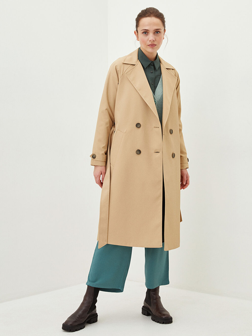 Trench-coat Oversize à Col de Veste pour Femmes