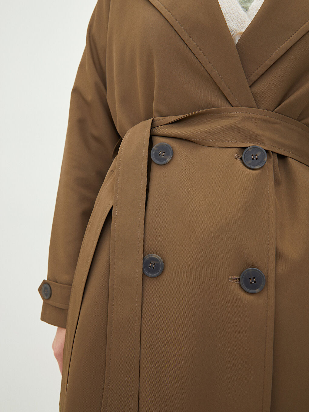 LCW Modest Jacket Collar Oversize Women's Trench Coat -S2BJ07Z8-S1W