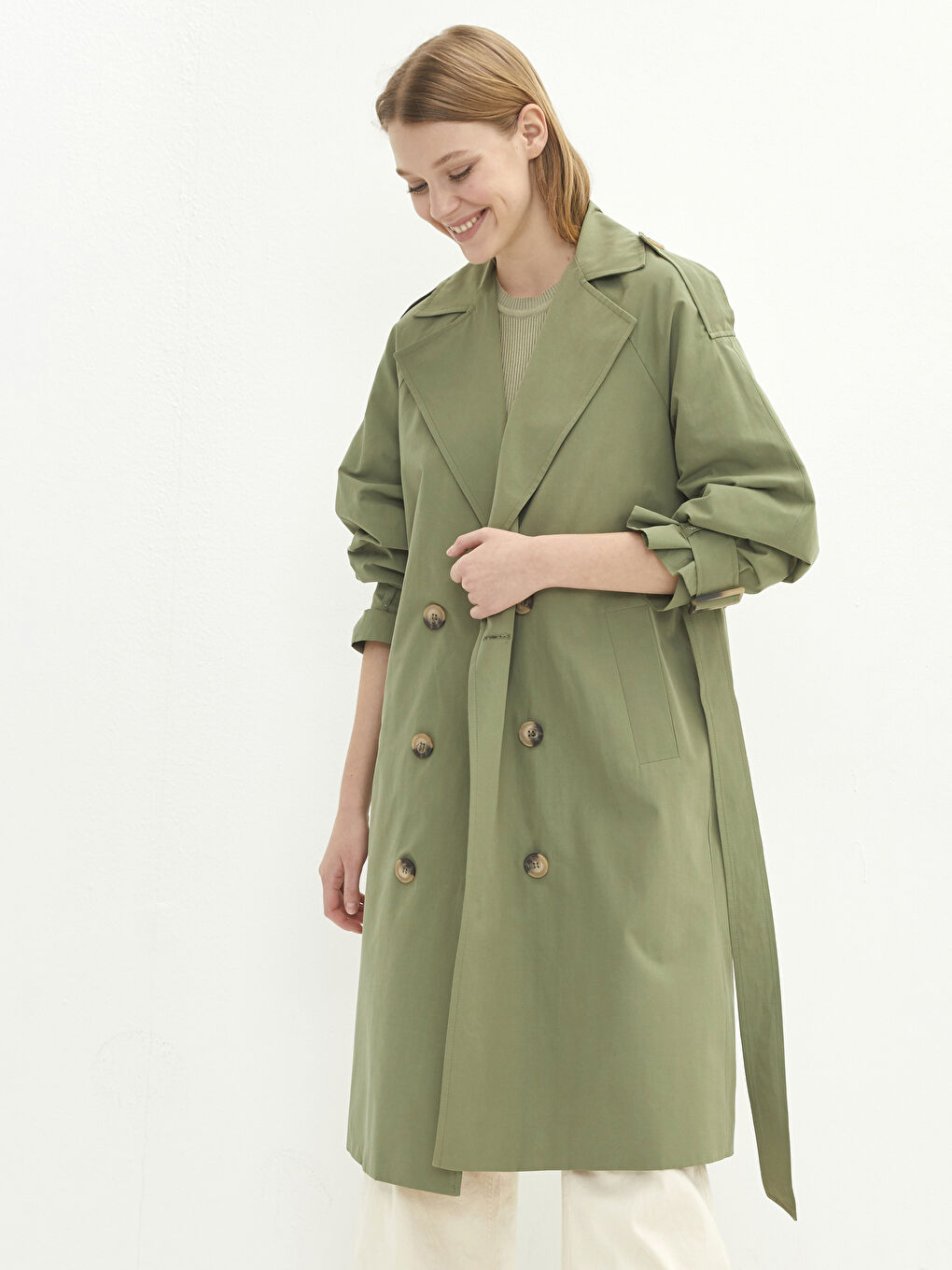 Ceket Yaka Oversize Kadın Trençkot-1