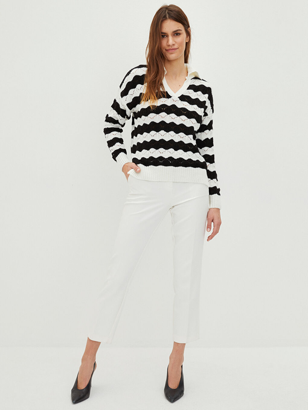LCWAIKIKI Classic Rollkragen Gestreift Langarm Für Damen Strickpullover -S2BJ15Z8-EEW