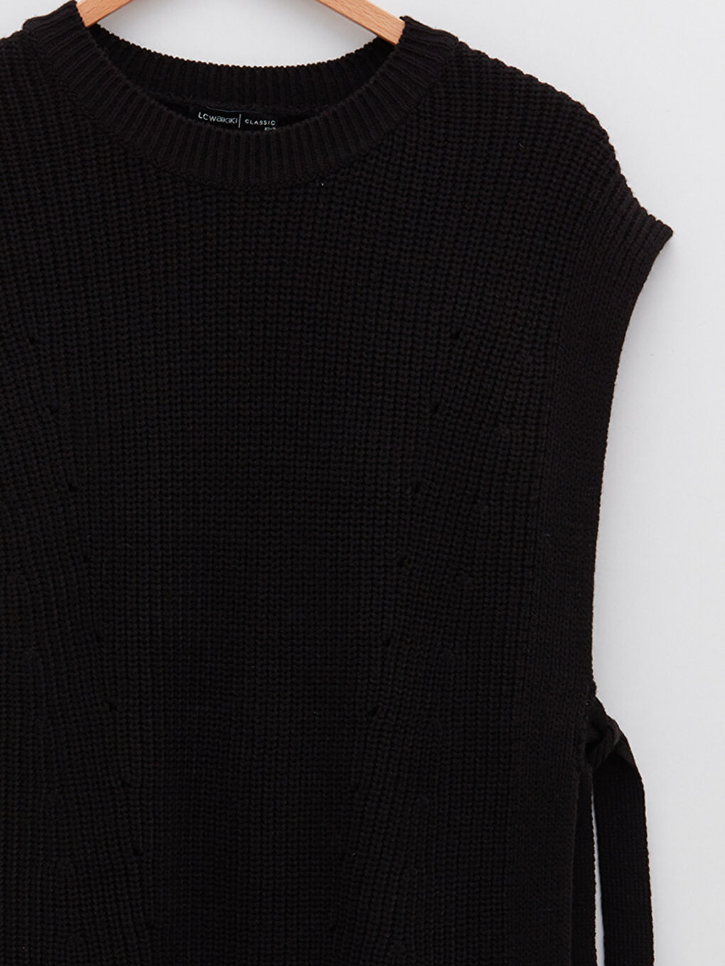 Siyah Kadın Bisiklet Yaka Düz Süveter-7