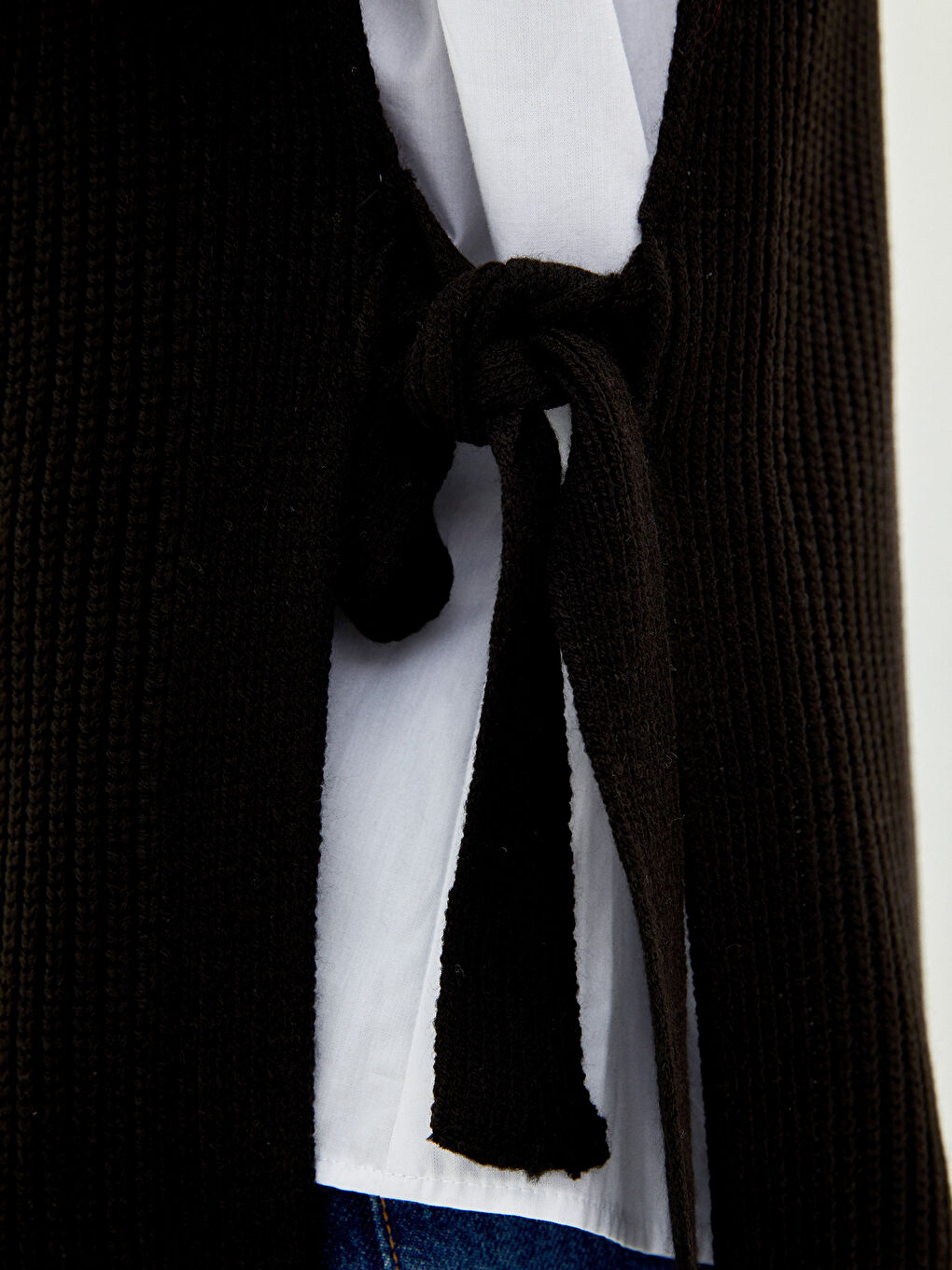 Siyah Kadın Bisiklet Yaka Düz Süveter-3