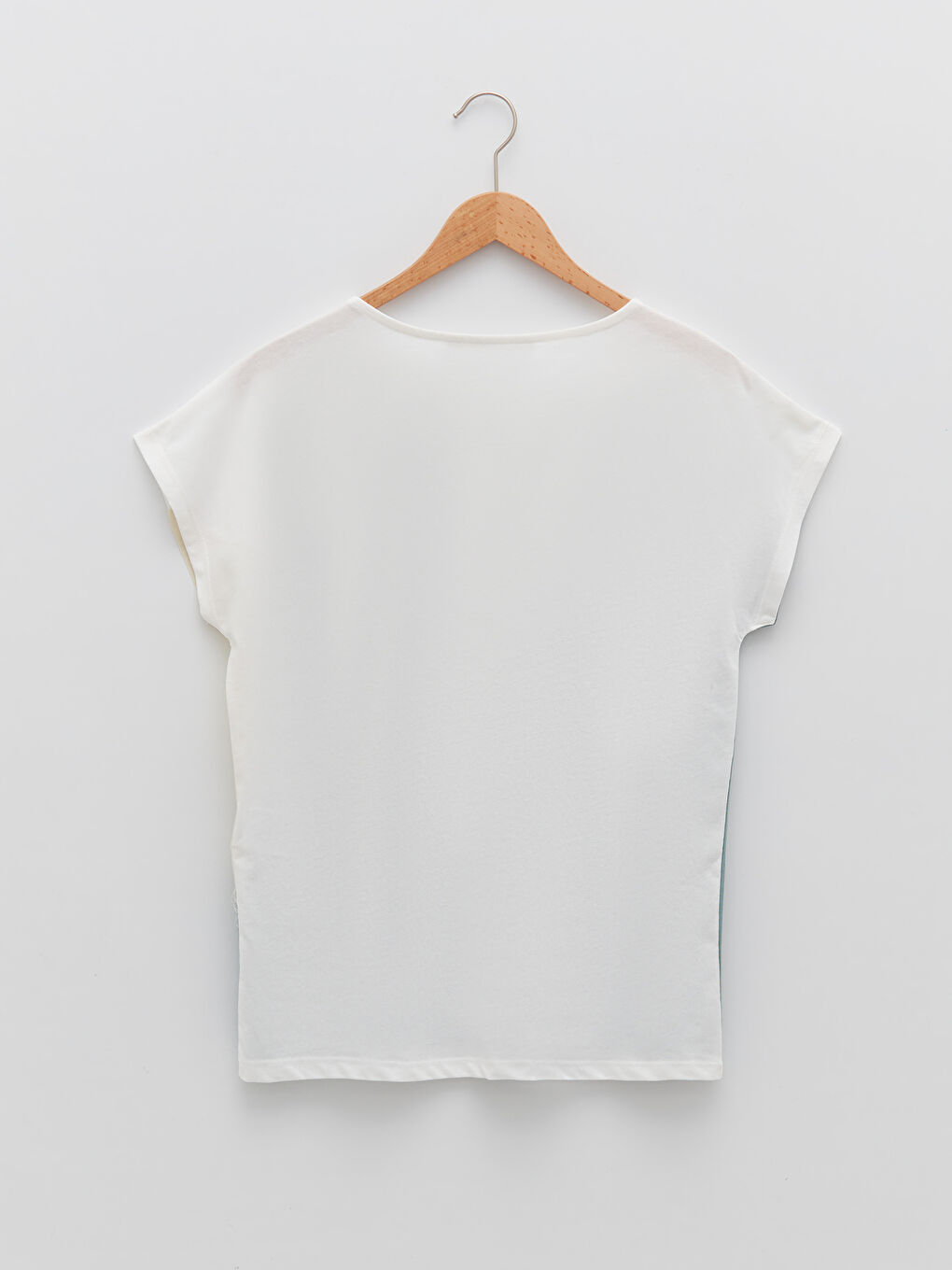 Crew Neck Color Block Short Sleeve Crepe Women's T-Shirt-6