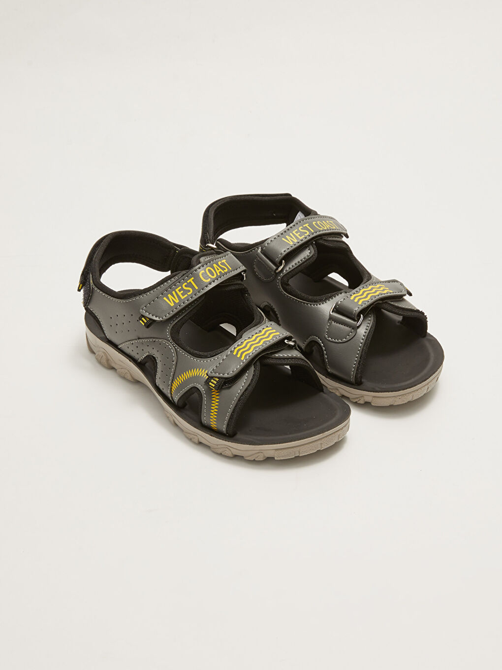 Antrasit Baskılı Çift Bantlı Cırt Cırtlı Erkek Çocuk Sandalet