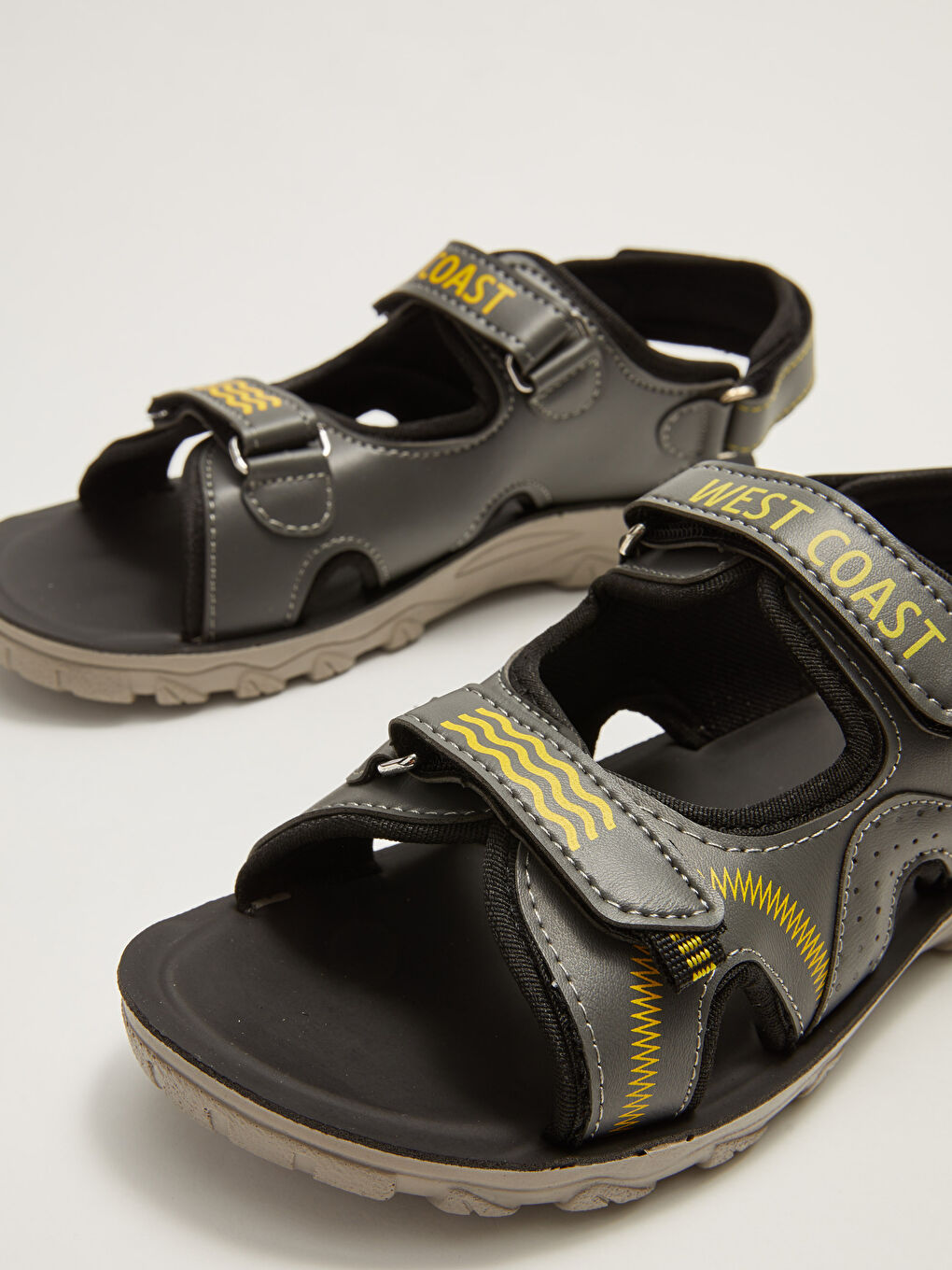 Antrasit Baskılı Çift Bantlı Cırt Cırtlı Erkek Çocuk Sandalet-2