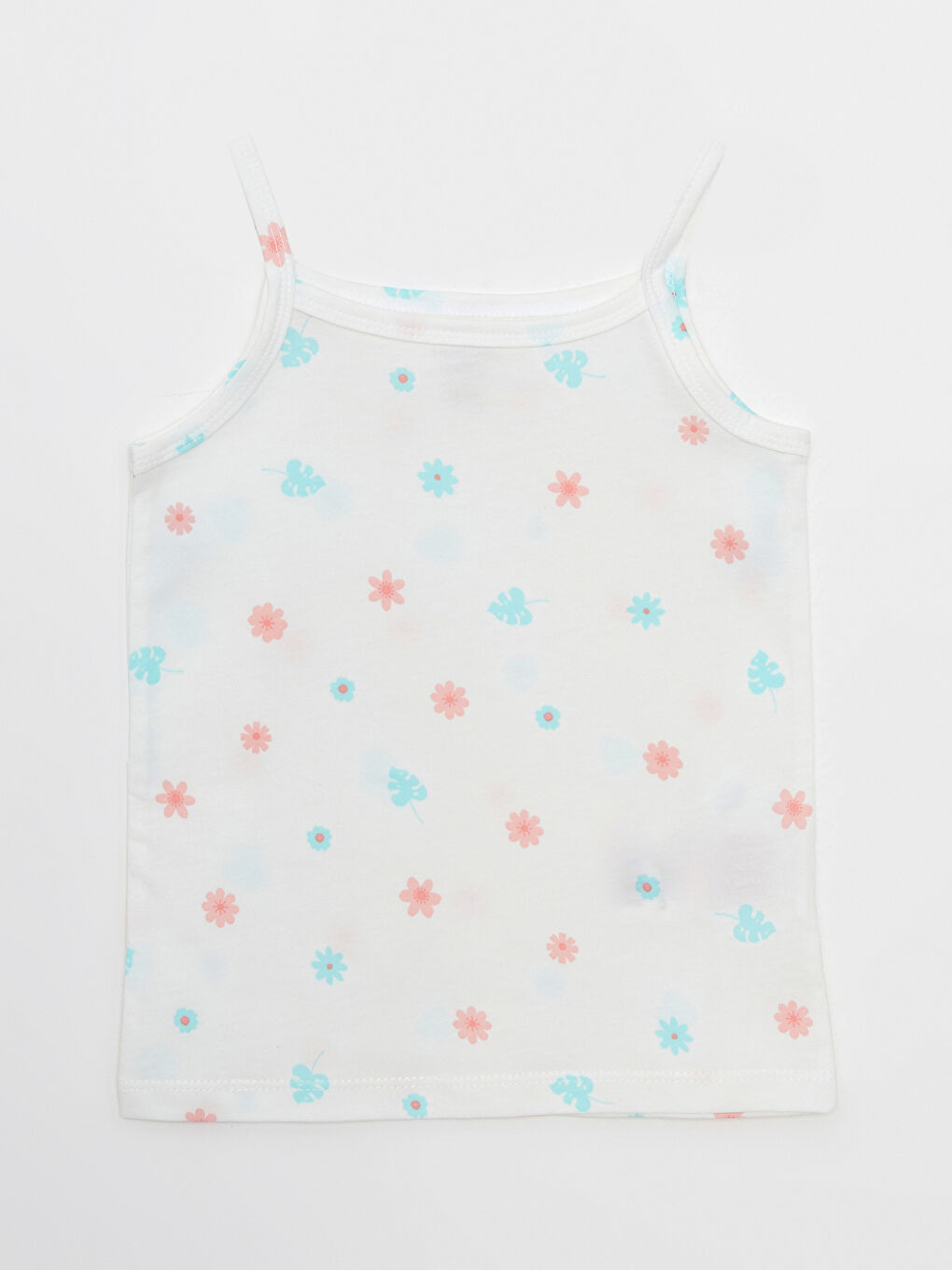 Ekru Kare Yaka Askılı Pamuklu Kız Bebek Atlet 2'li-1