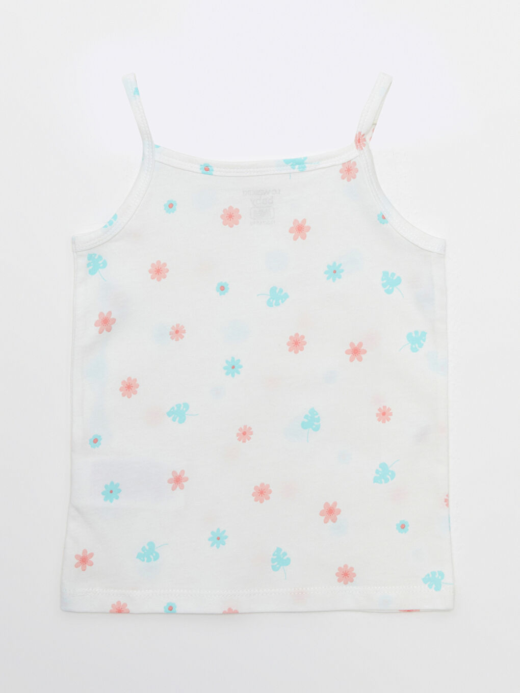 Ekru Kare Yaka Askılı Pamuklu Kız Bebek Atlet 2'li-2