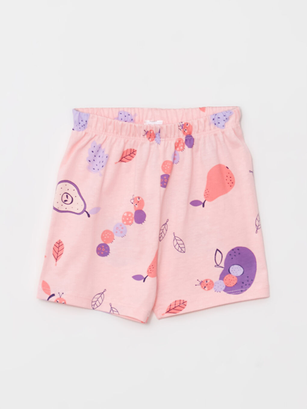 Pembe Polo Yaka Kısa Kollu Baskılı Kız Bebek Pijama Takım-2