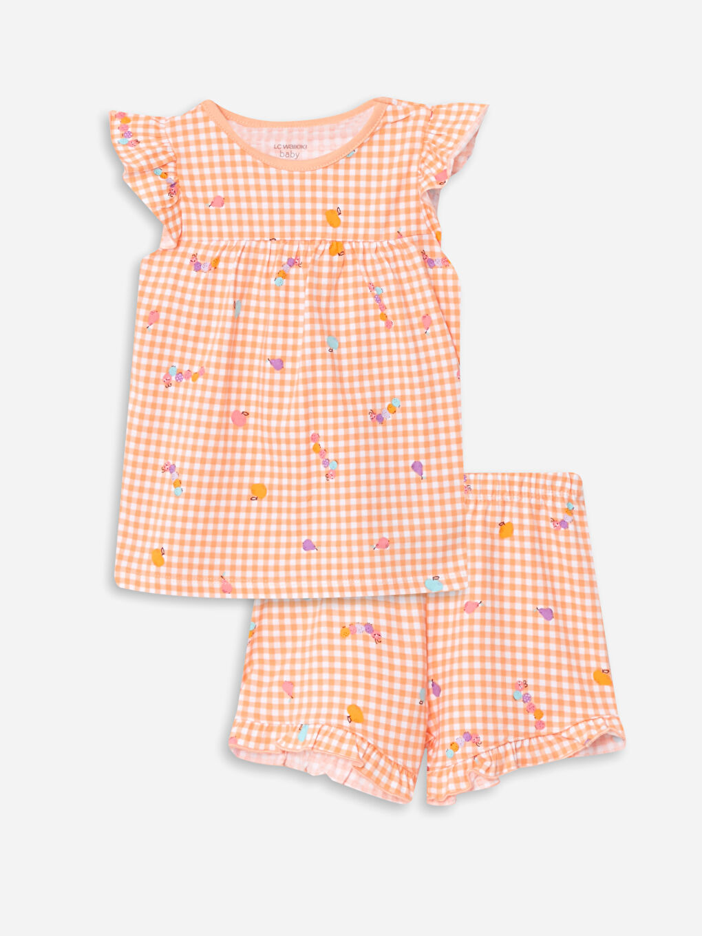 Crew Neck Short Sleeve Printed Baby Girls' Pyjama Set