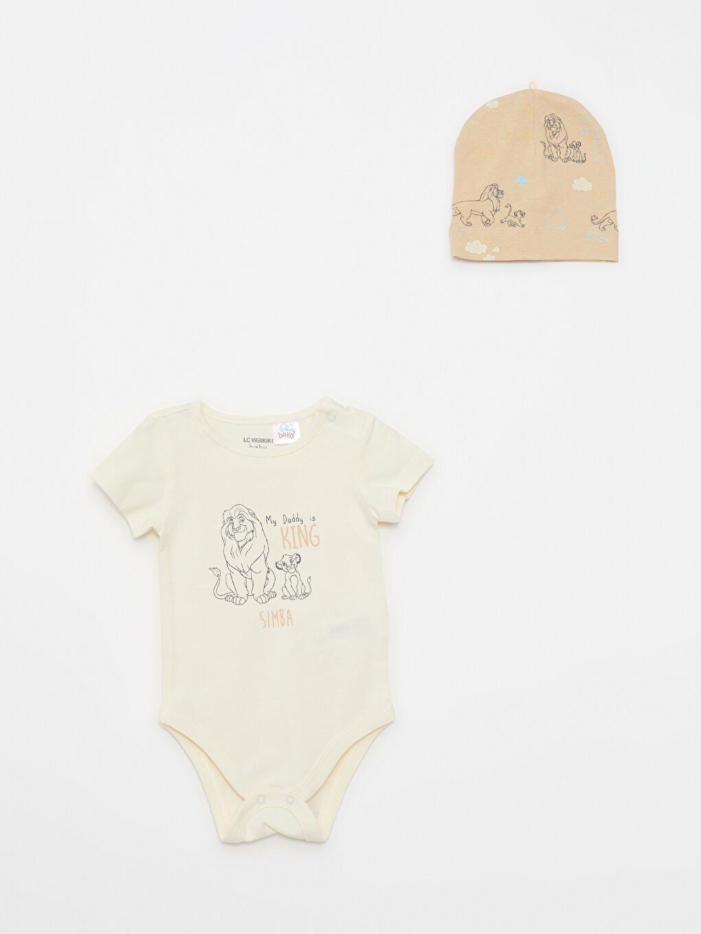 Crew Neck Short Sleeve Lion King Printed Baby Boy 3-Piece Suit-1