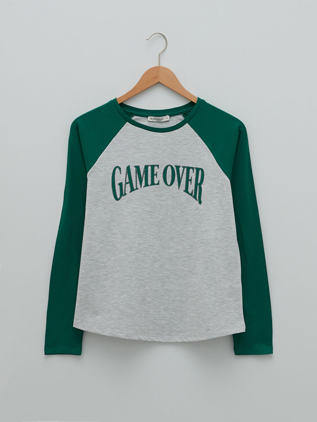 Crew Neck Long Sleeve Women's T-shirt with Color Block-5