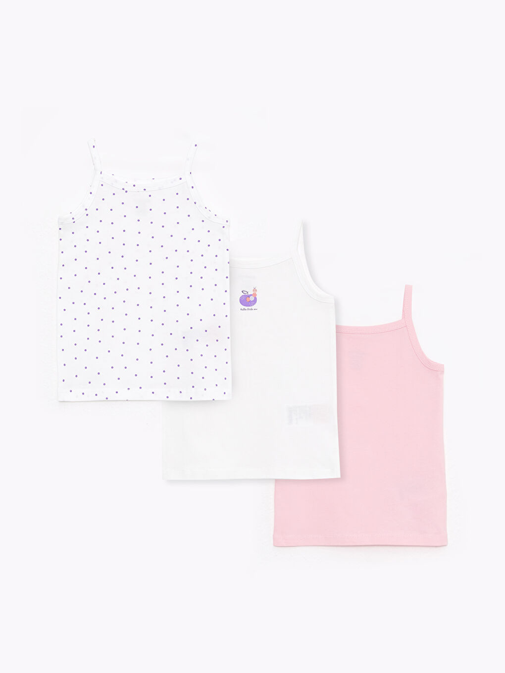 Ekru Kare Yaka Askılı Kız Bebek Atlet 3'lü