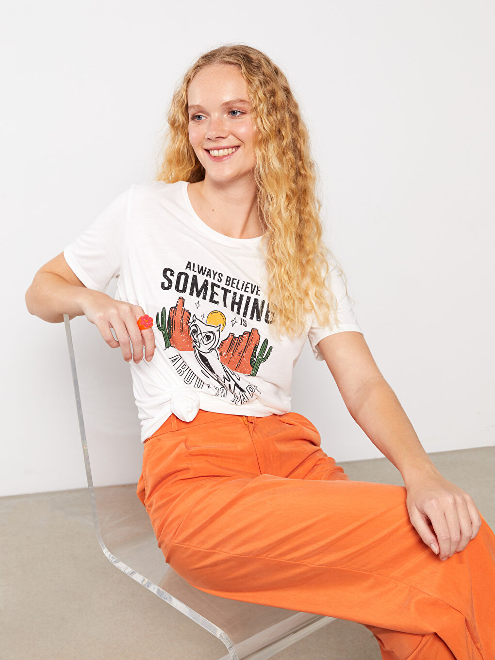 Crew Neck Printed Short Sleeve Women's T-Shirt