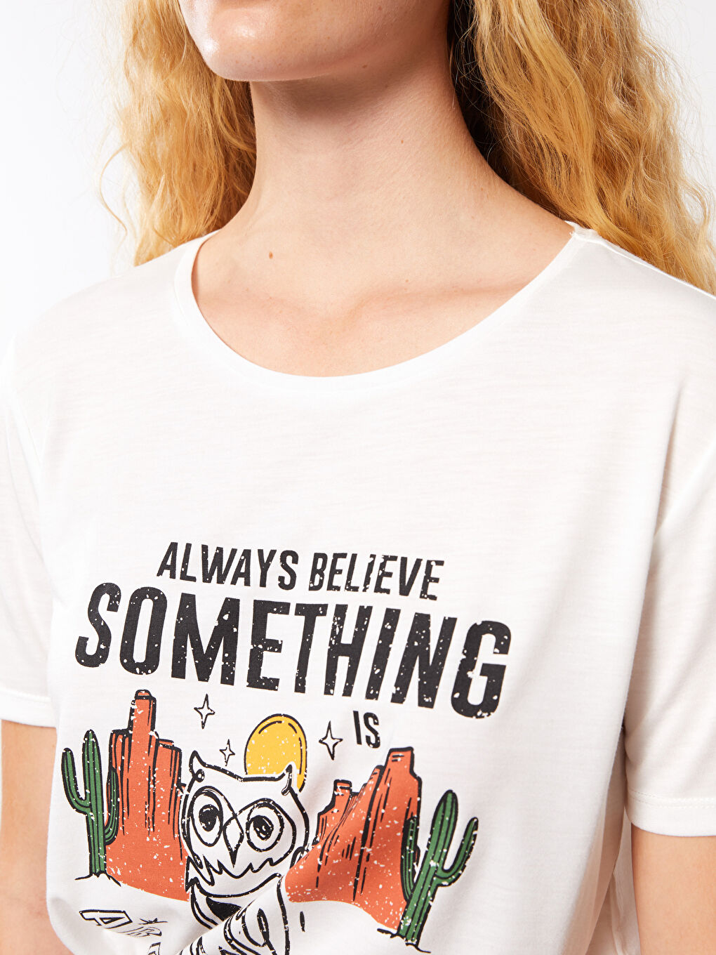 Crew Neck Printed Short Sleeve Women's T-Shirt-3