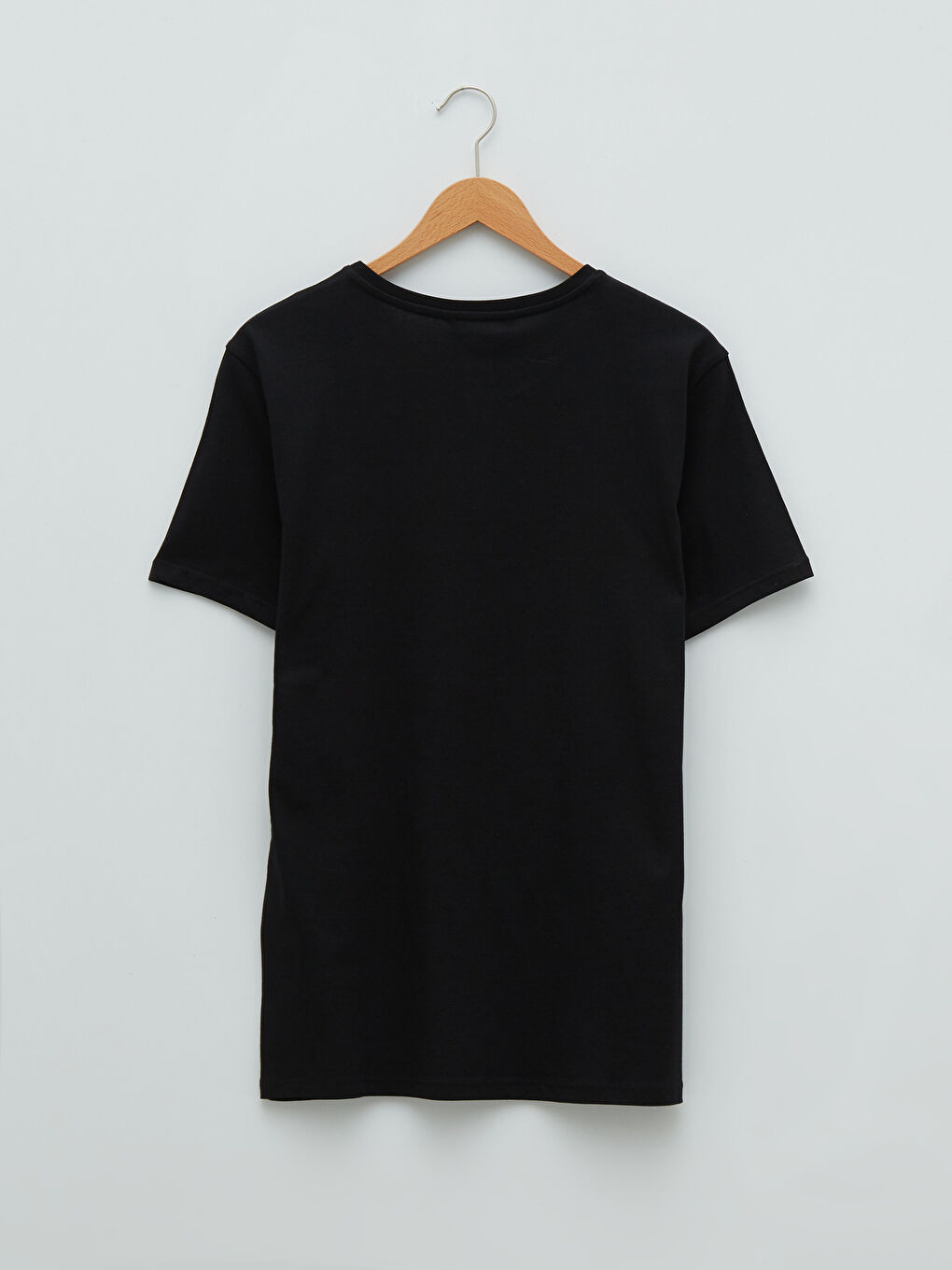 Siyah Bisiklet Yaka Kısa Kollu Baskılı Penye Erkek Tişört-6