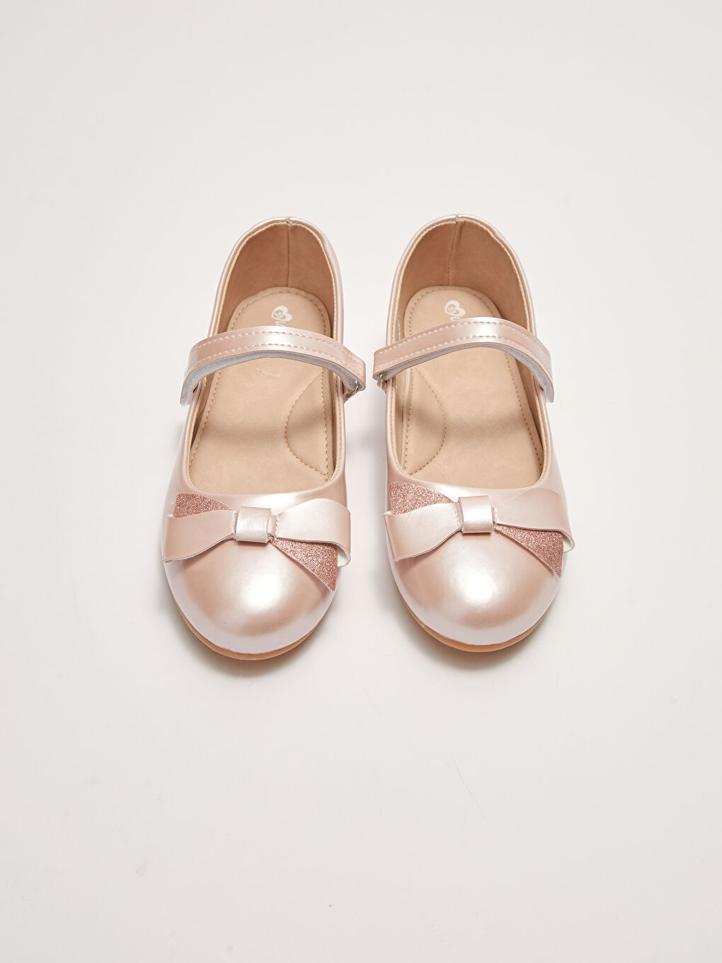 Pembe Parlak Deri Görünümlü Fiyonk Detaylı Cırt Cırtlı Kız Çocuk Babet-2