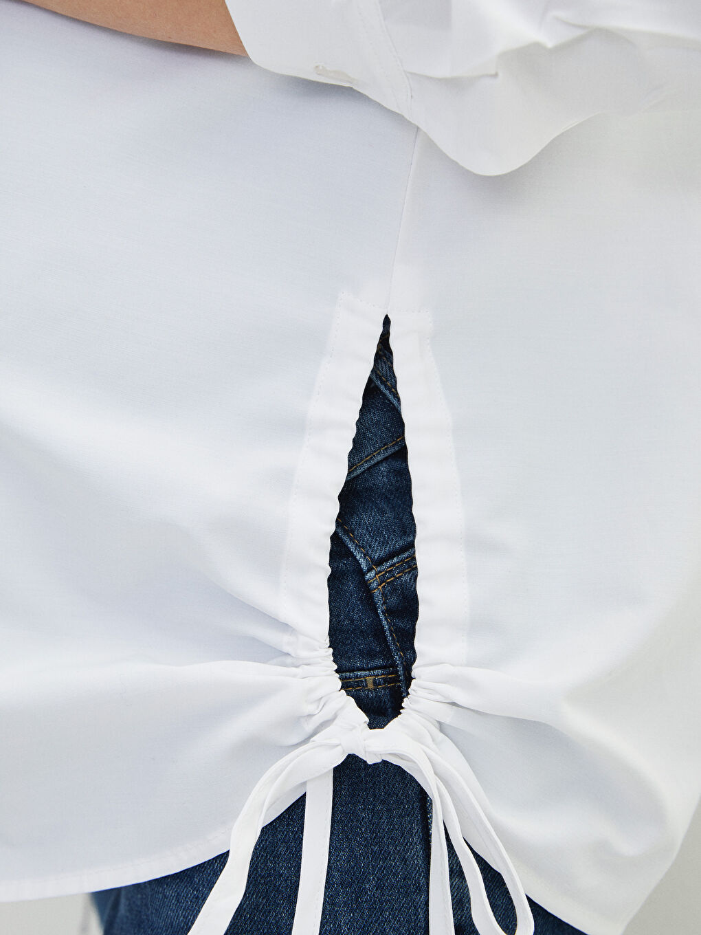 قميص حوامل بوبلين بأكمام طويلة وقصة عادية بأزرار-3