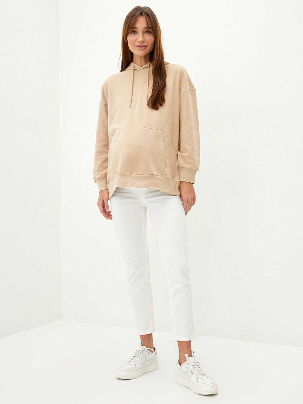 Plain Long-Sleeve Maternity Hoodie -S2BK09Z8-FJZ