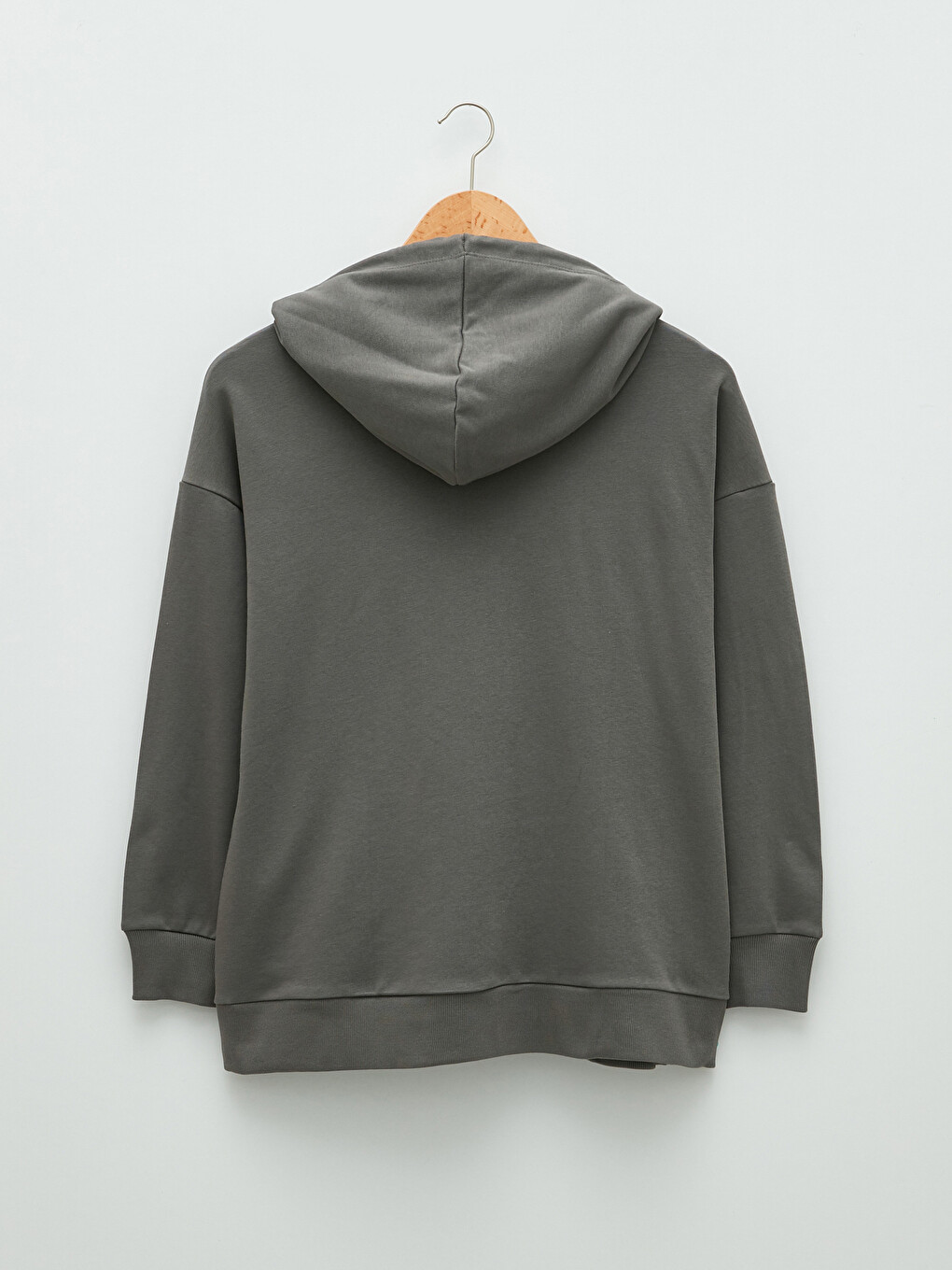 Gri Düz Uzun Kollu Hamile Hoodie-6
