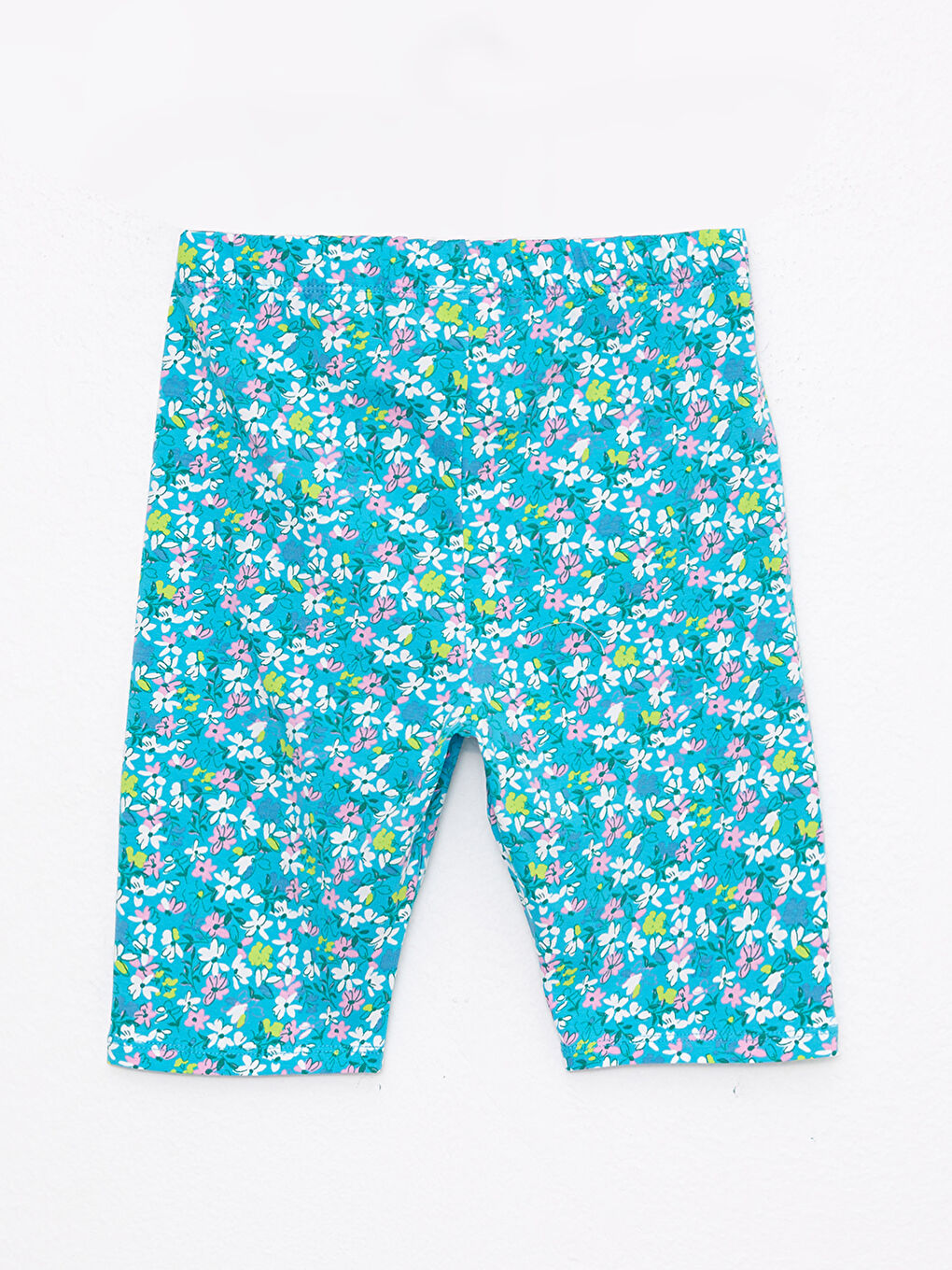 Turkuaz Beli Lastikli Baskılı Pamuklu Kız Çocuk Kısa Tayt 2'li-4