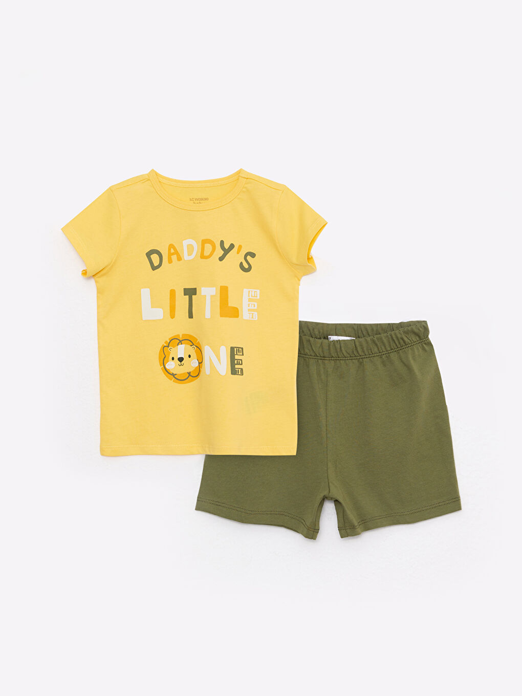LCW baby Sari Bisiklet Yaka Kısa Kol Baskılı Pamuklu Erkek Bebek Pijama Takımı