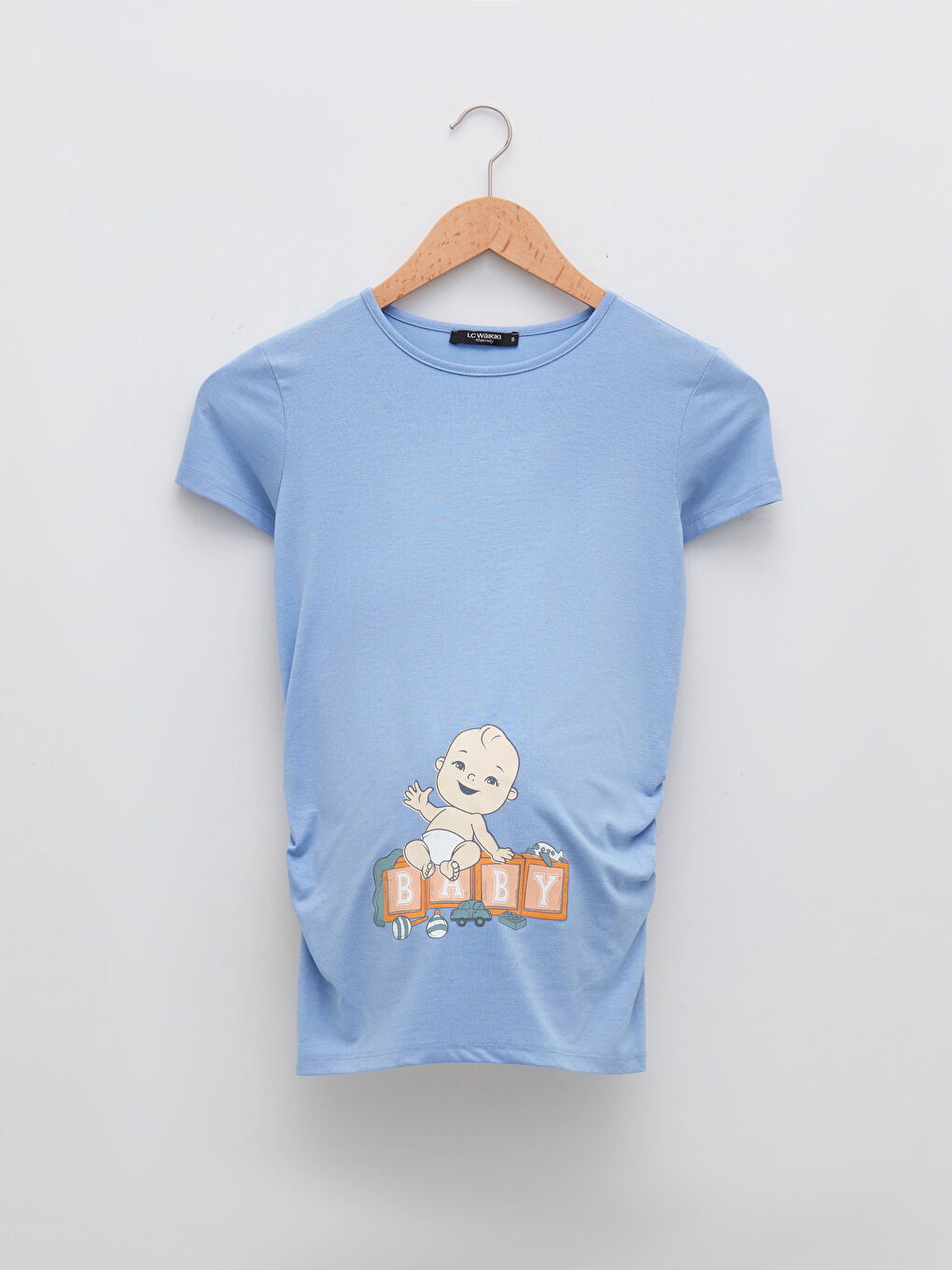 Crew Neck Printed Short Sleeve Maternity T-Shirt-5