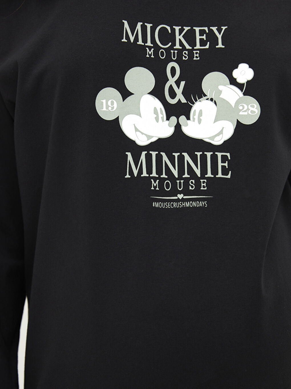 LCWAIKIKI Maternity Siyah Bisiklet Yaka Mickey Mouse Baskılı Uzun Kollu Pamuklu Hamile Sweatshirt - 3