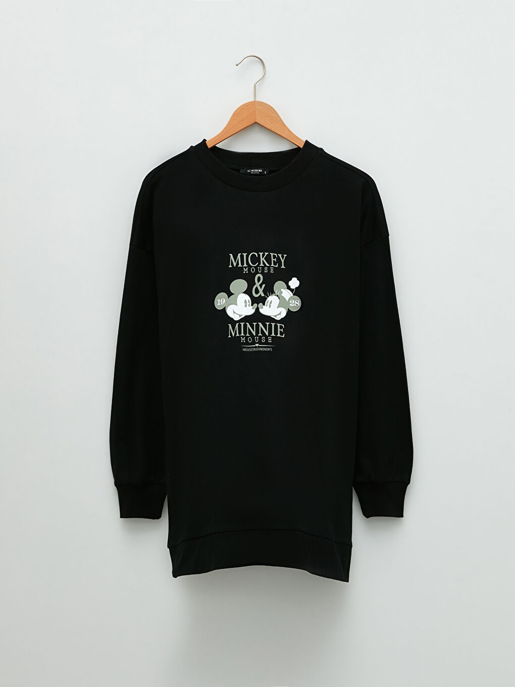 LCWAIKIKI Maternity Siyah Bisiklet Yaka Mickey Mouse Baskılı Uzun Kollu Pamuklu Hamile Sweatshirt - 5