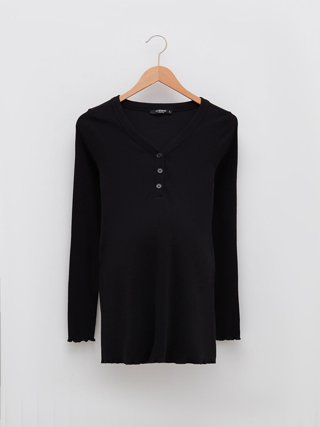 V Neck Plain Long Sleeve Maternity T-Shirt -S2BK40Z8-CVL