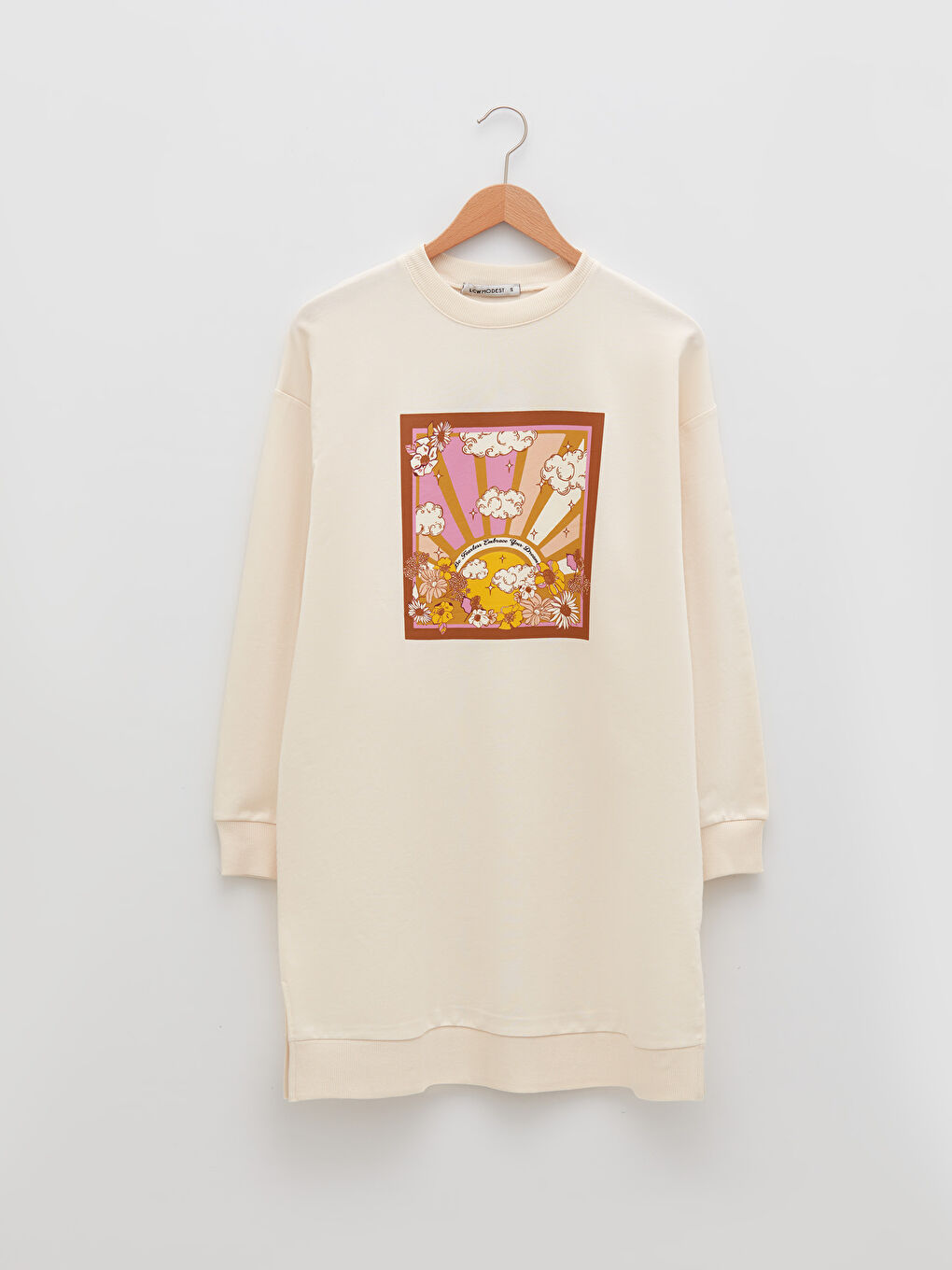 Tunique Sweatshirt Oversize à Manches Longues Imprimée pour Femmes avec Col Rond-5