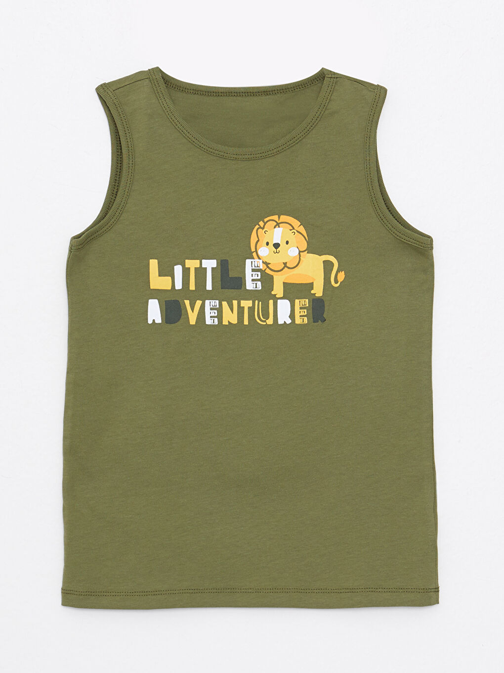 Haki Bisiklet Yaka Baskılı Erkek Bebek Atlet 2'li-1