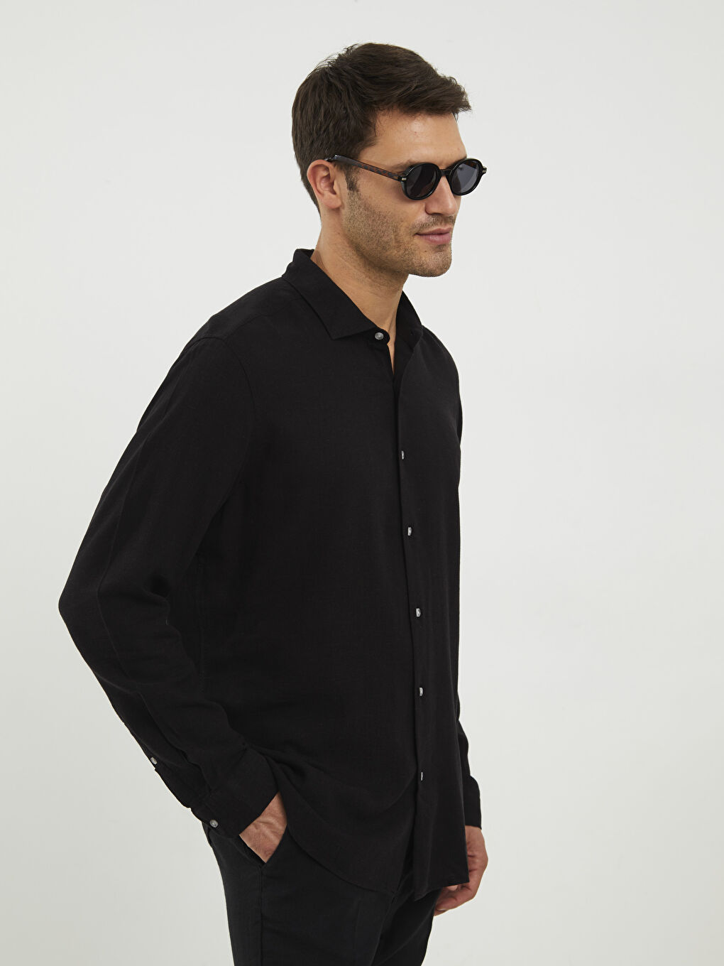 Chemise Pour Hommes Coupe Svelte À Manches Longues-1
