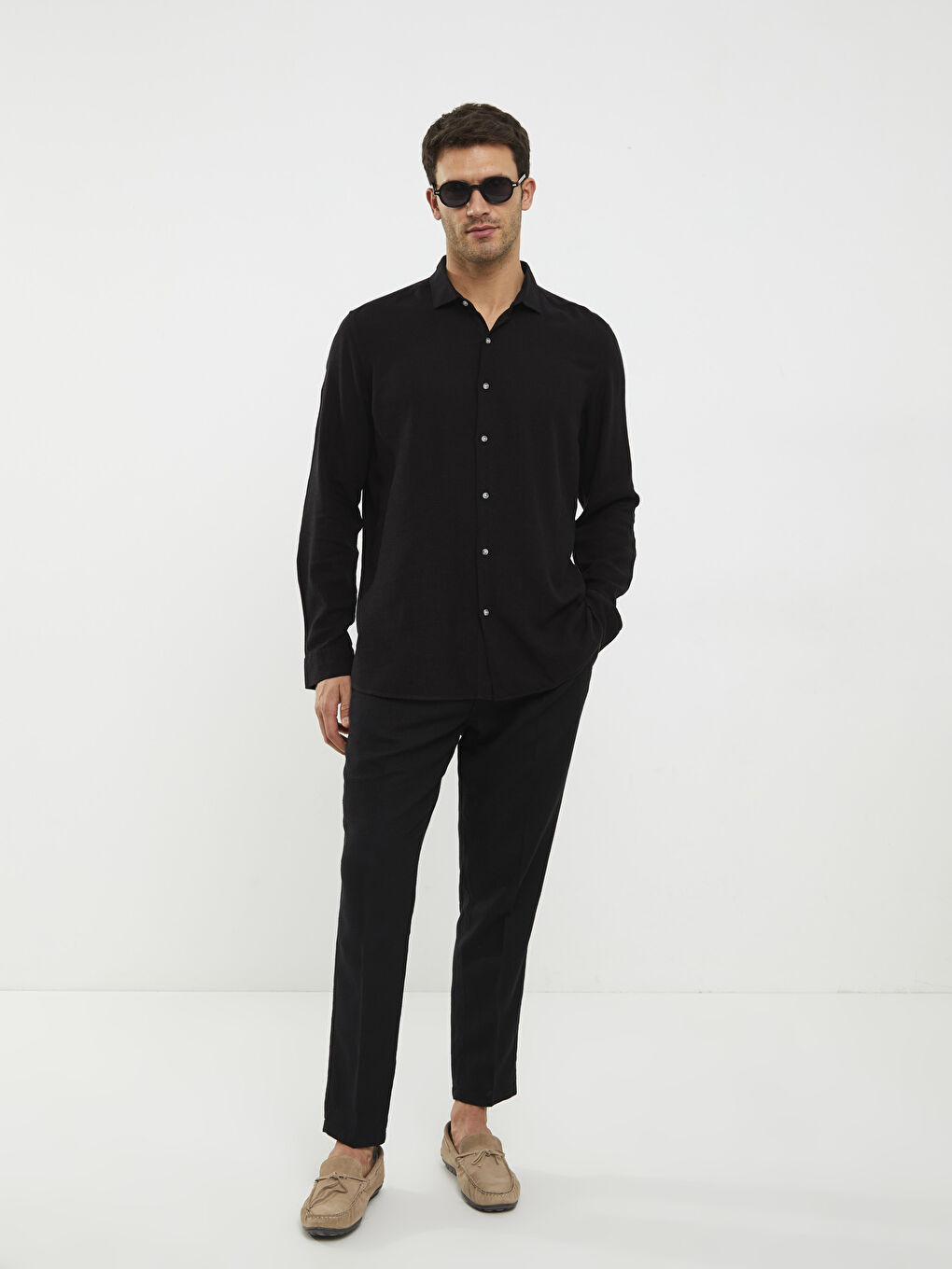 Chemise Pour Hommes Coupe Svelte À Manches Longues-2