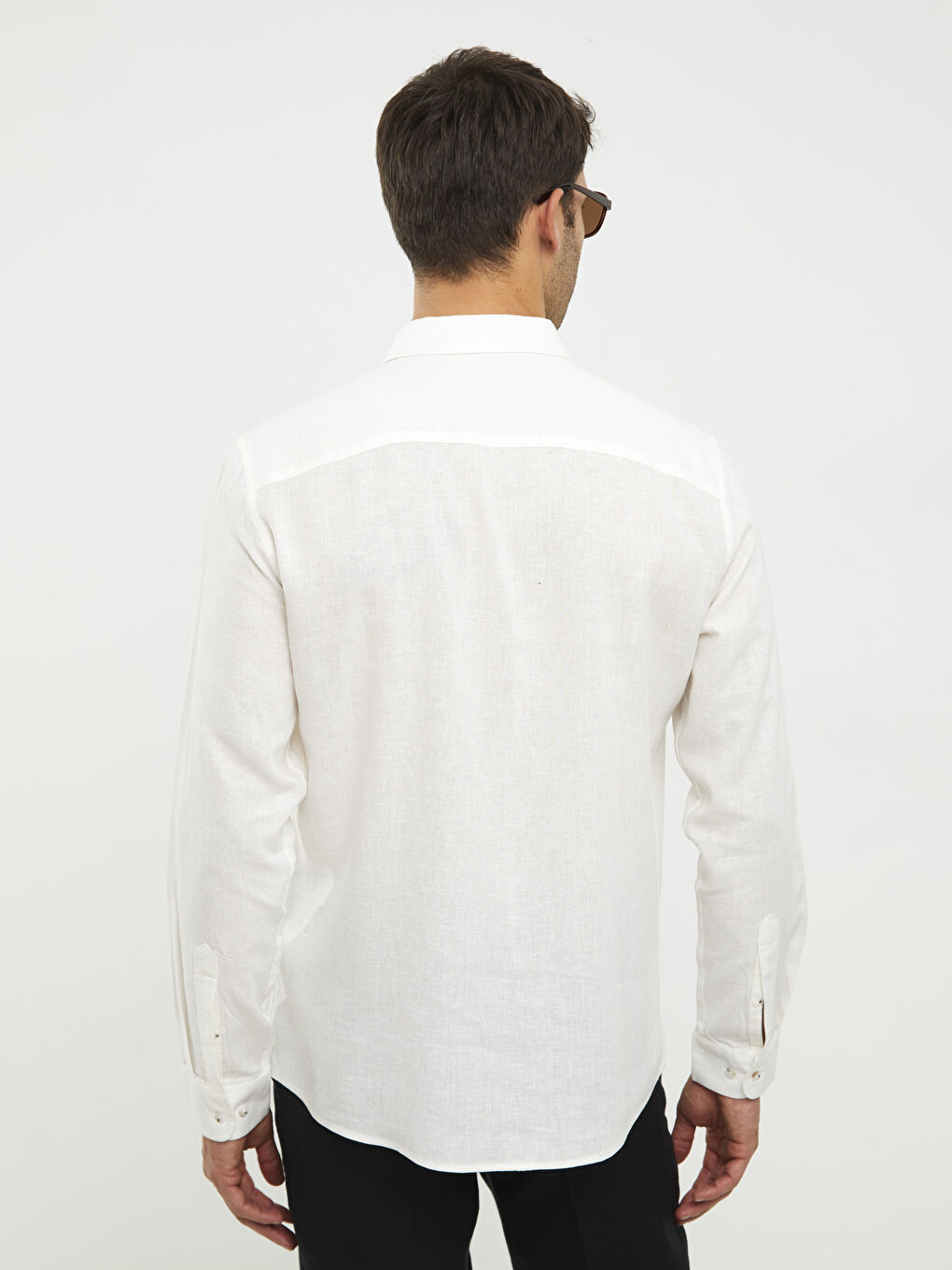 Beyaz Slim Fit Uzun Kollu Erkek Gömlek-4