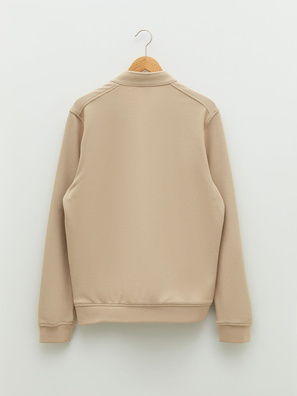 Bej Slim Fit Biker Yaka Erkek Mont-6