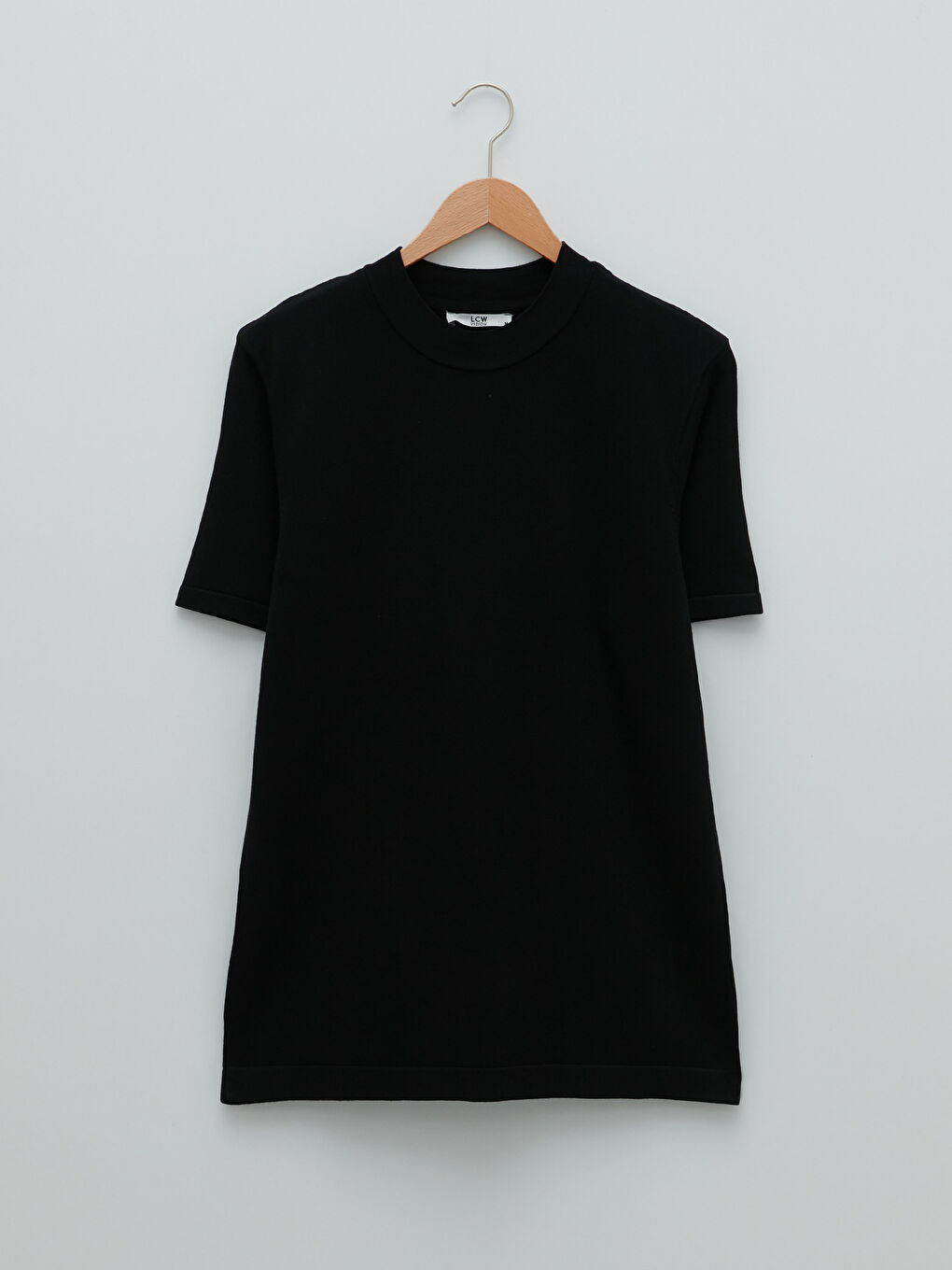 Siyah Bisiklet Yaka Kısa Kollu Erkek Triko Kazak-5