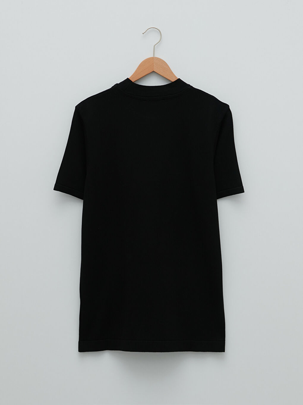 Siyah Bisiklet Yaka Kısa Kollu Erkek Triko Kazak-6