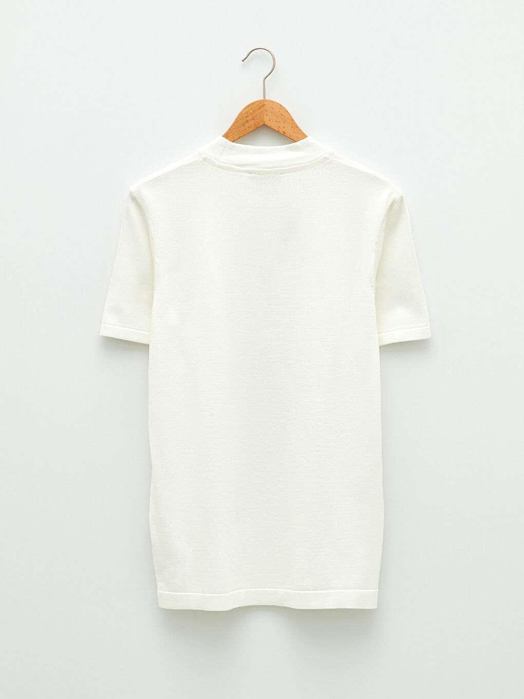 Ekru Bisiklet Yaka Kısa Kollu Erkek Triko Kazak-6