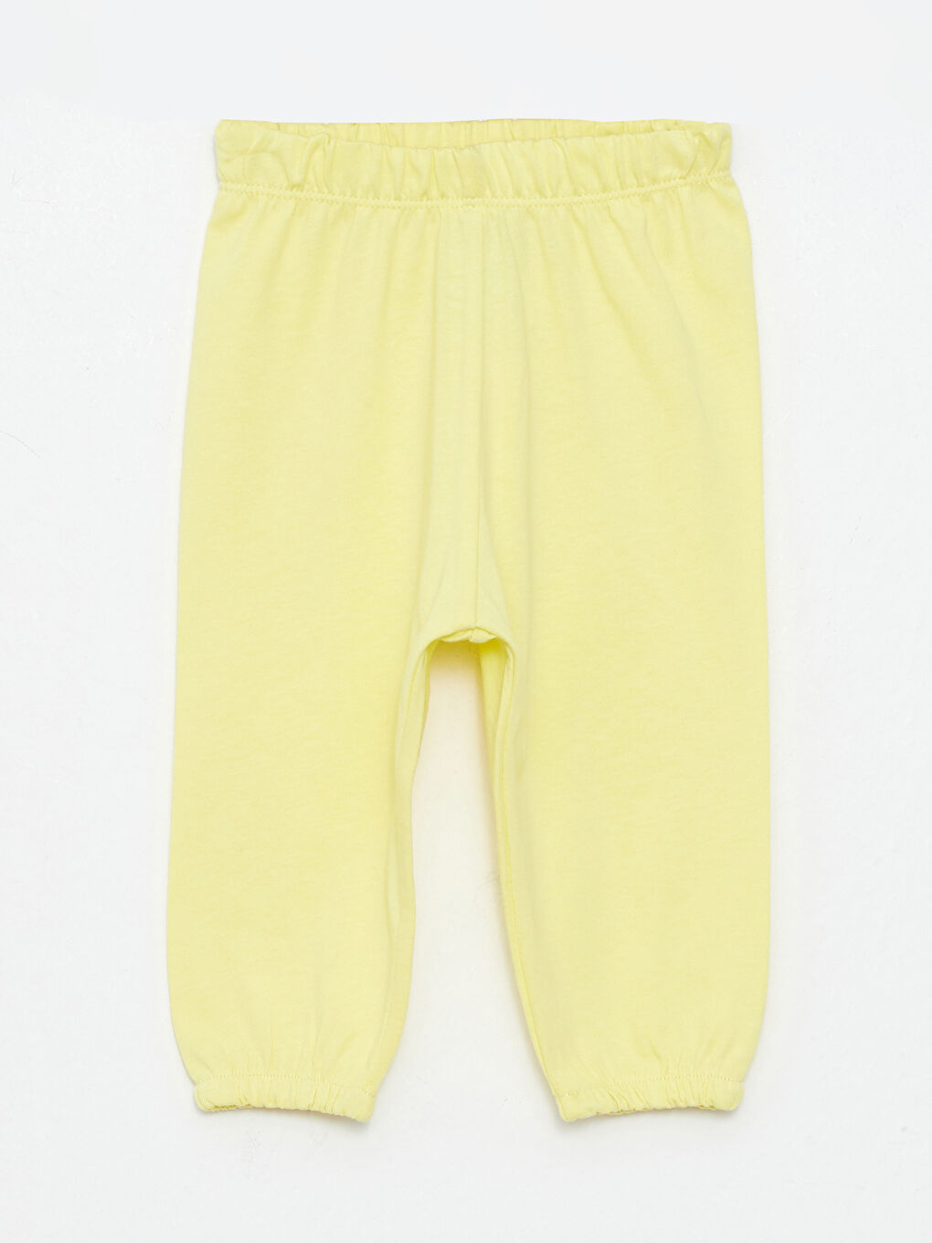 Sarı Beli Lastikli Pamuklu Kız Bebek Pijama Alt 2'li-1