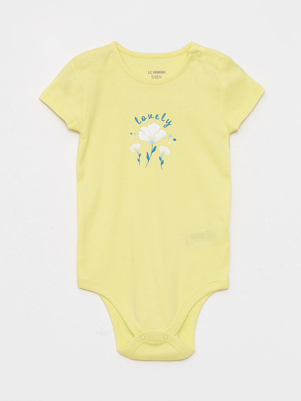 Crew Neck Short Sleeve Printed Cotton Baby Girl Snap Snap Body 2 Pack-1