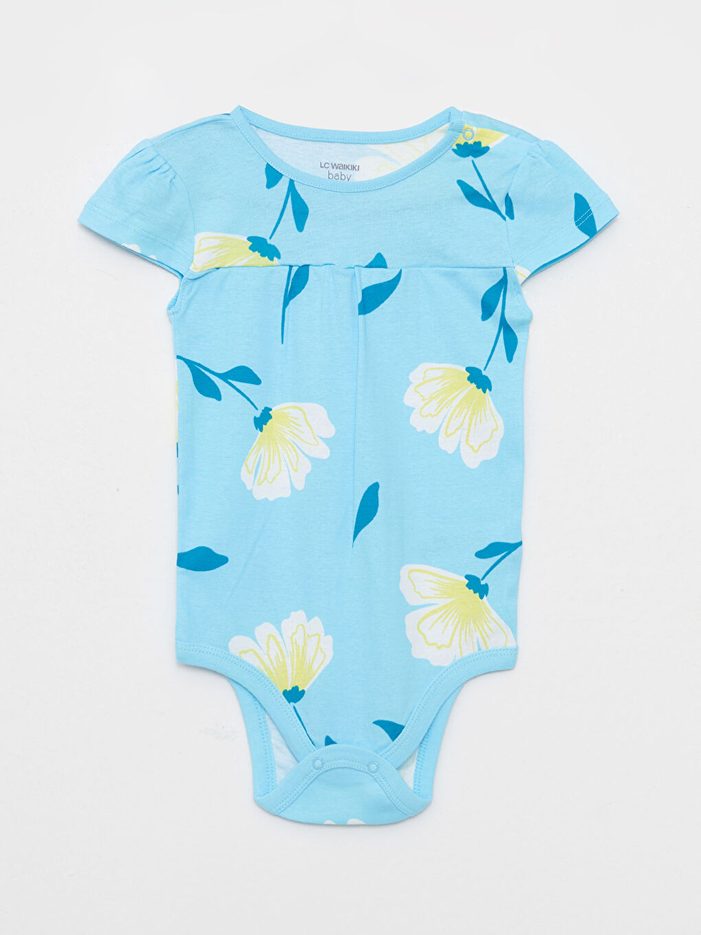 Crew Neck Short Sleeve Printed Cotton Baby Girl Snap Snap Body 2 Pack-2